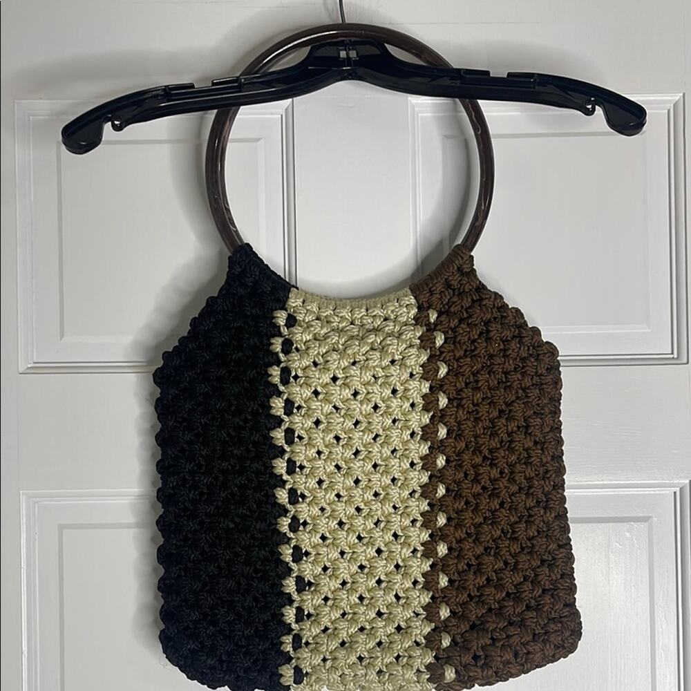 Black and Cream Crochet Tote